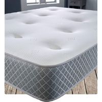 Starlight Beds – Small Double Memory Foam Mattress. Hybrid 4ft Sprung Hand Tufted Mattress with Grey Border (Small Double Mattress)