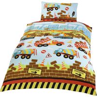 Sconosciuto Kidz, set biancheria da letto singolo multicolore, tema edilizia, con ruspe e camion
