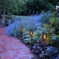 20" Outdoor Solar Torch Flame LED Light Pathway Stake, Black