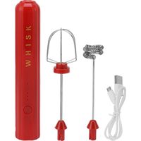 Mixer électrique sans fil USB en acier inoxydable, fouet à main rouge pour cuisine