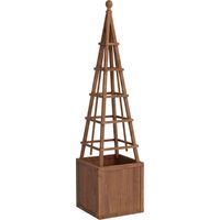 Jardiniére avec treillis HWC-Q18, bac à plantes avec treillis, jardiniére 168x40x40 cm - brun foncé
