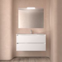 Badezimmermöbel NOJA 1000 2 Schubladen WHITE GLOSS + Waschtisch + Spiegel