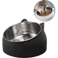 Gamelle Chat, Gamelle pour Chat Chien, Gamelle Chat Inclinée, Tapis Chat Gamelle, Bol Chat, Gamelle INOX Chien, Gamelle Chien Surelevee, pour Chats Chiens et Autres Animaux de Compagnie (Noir)