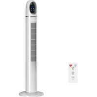 Ventilador de torre para dormitorio – Ventilador de pedestal oscilante (70°) – 4 modos, 3 velocidades – Temporizador de 24 horas – Blanco