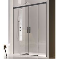 Duschwand für Nische mit 2 Schiebetüren GLASÉ schwarz - 6mm / 185 cm