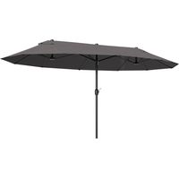 Ombrellone da Giardino Doppio da Giardino 4.6x2.7 m a 12 Stecche con Prese d'Aria e Manovella, Ombrellone per Esterno in Acciaio e Poliestere, Anti UV, per Balcone e Terrazza, Grigio