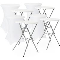 Folding steel high reception table with protective cover (set of 4) White 81x81x110 cm - GALA + COVER X4