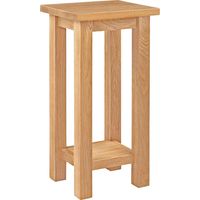 Hallowood Furniture Waverly Tall Side Table Oak Wood with Shelf, 2-Tier Solid Wood Narrow Small Table, Wooden Plant Stand, Light Oak Furniture for Living Room, Bedroom or Hallway