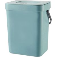 (5 L) 21 x 17.5 x 24.5 cm — Hanging Trash Can — With Lid — Portable Waste Bin — Mountable on a countertop or under the sink