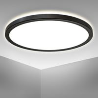 Plafonnier LED ultra-plat Ø29cm rond 18W 2400lm 4000K blanche neutre avec rétroéclairage – Éclairage moderne design pour salon, chambre, cuisine, bureau, couloir