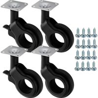 SOTECH Set Möbelrollen BONN Ø 60 mm schwarz 2 x mit und 2 x ohne Bremse (Feststeller) inkl. Schraubenset Belastbarkeit bis 120 kg (30 kg pro Transportrolle)
