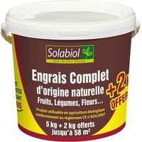 Engrais biologique complet 5kg – Améliore la fertilité du sol – Origine naturelle – Pour cultures de jardin – Solabiol