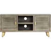 Meuble TV,Banc TV,Armoire TV Bois solide de manguier Gris avec laiton 110x30x48 cm CFW925357