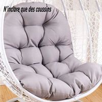 Coussin pour Fauteuil Suspendu Oeuf avec Oreiller Lavable Coussin de Chaise Suspendue Exterieur épais Coussin, 120x80cm,Gris 1