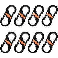 8 Pièces S Mousquetons Crochet Mousqueton Mousqueton en Métal Mini Mousqueton Forme S Mousquetons S Bague Mousqueton Noir en Acier Inoxydable pour Voyages Camping Randonnée Pêche