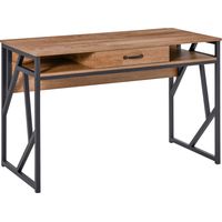 Scrivania Moderna in Metallo e MDF Stile Industriale, Mensole e Cassetto per Casa e Ufficio, 120x60x76cm Nero Marrone