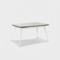 Mesa de comedor extensible de cerámica y metal George - Blanco - Mármol Calacatta