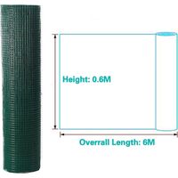 Length 6 M Width 24" PVC Coated Wire Mesh Fencing Chicken Rabbit Fence Garden Barrier Netting No Rust Green