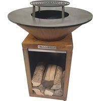 Brasero acier corten 75cm – Foyer extérieur avec plaque de cuisson intégrée – Résistant aux intempéries – Aspect rustique et authentique