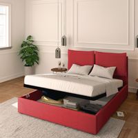 Baldiflex Letto Contenitore Matrimoniale 160x200 Licia in Tessuto con Rete a Doghe colore Rosso Cranberry