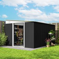 Abri de jardin Casetta Porta Attrezzi avec porte coulissante, en acier, 345x280.5x169-201cm, noir