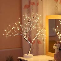 Lámpara de mesa tipo bonsái, árbol de luz con cuentas, decoración navideña, lámpara de mesa, adecuada para decoración del hogar, fiestas, Navidad, bodas, cumpleaños e interiores.