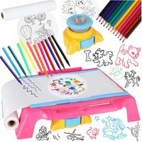 Kids Drawing Projector Table Set, Pink, LED, Paper Roll