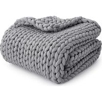 Couverture câline, Couverture tricotée douce, hiver, confortable, couverture légère, couverture chaude en peluche, couverture lestée pour canapé-lit, chaise de canapé, Bleu, 50 x 50 cm
