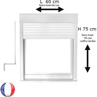 Fenêtre PVC 1 vantail avec volet roulant manivelle H 75 x L 60 cm pour pose en neuf - tirant gauche