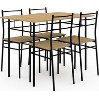 Idmarket – Ensemble table à manger 4 personnes – 4 chaises bois et métal noir – Dimensions table 110x70x76cm – Design industriel moderne