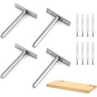 Meubl Set of 4 Invisible Floating Shelving Brackets, Invisible Wall Shelf Brackets for Wall Mounting, with Screws for Shelves, Wall Decoration - Wardrobe