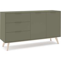 Aparador 2 puertas 3 cajones Campos acabado verde, 80 cm(alto) 140 cm(ancho) 40 cm(largo)