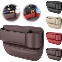 Sac de rangement en cuir pour porte-gobelet de voiture, boîte de rangement pour siège passager, boîte de rangement réglable pour siège auto, sac de rangement pour siège passager (marron)