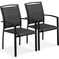 Oviala – Lot de 2 fauteuils de jardin en aluminium – Assise et dossier en toile textilène déperlante – Empilables – Hauteur d'assise 43 cm