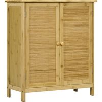 Crédence rotin bambou 2 portes étagère 60x27x67,5cm bois