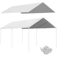 Copertura di Ricambio 6x3 m in PE Bianco Anti-UV per Carport Auto con Corde Elastiche