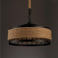 40W Pendellampe Retro-Industrie Hanfseil Kronleuchter Verstellbare Metallkette Hängeleuchte für Wohnzimmern, Lofts, Hallen, Bars