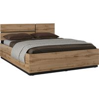Cama Alfere 123, Roble wotan, Doble, 160x200, Aglomerado laminado, 164x205x91cm