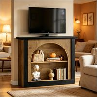 Meuble TV style Mid-Century Modern, table console avec rangement, table de couloir, table de salon