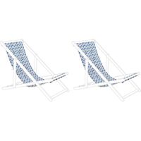 2 Toiles de Transat 113 x 44 cm en Polyester Motif Bleu Anzio / Avellino