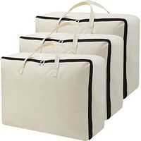 Organizer bag made of soft and breathable cotton canvas – 100% natural material with carrying handles (Beige, 3-piece set)