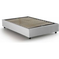 Dmora - Quadratisches und halbes Bett Dlammer, Containerbett mit Stoffbespannung, 100% Made in Italy, Frontöffnung, passend für Matratze Cm 120x190, Weiß