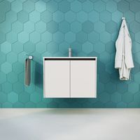 Inda - Badezimmerschrank B.80 mit glänzend/mattweißem Waschbecken 2 Türen - Saphir