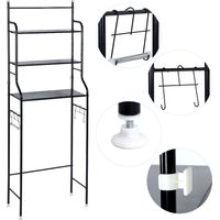Sifree – Colonne de salle de bain 3 étagères – Fer noir – Dimensions 56 x 25 x 151 cm – Rangement optimisé pour salle de bains surpeuplée