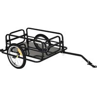 Carrello Bici con Pareti Pieghevoli, Gancio e 4 Catarifrangenti, in Acciaio e PE, 139x71.5x49 cm, Nero