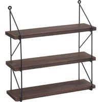 Étagère murale HHG-627, Étagère suspendue Étagère flottante, 3 étagères en métal massif-bois industriel 40x40x13cm, brun foncé