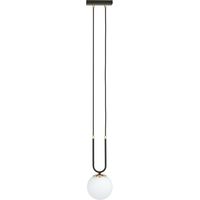 Lampada a Sospensione Glam, Acciaio verniciato a polvere, Vetro, Nero, Bianco, 15x115x15 cm