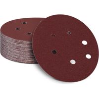 50er-Packung 150-mm-Exzenterschleifscheiben, Körnung 80, 150 mm Schleifpapier, 6 Löcher, Klett-Schleifbänder für Holz, Spanplatten und Metall