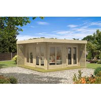 Carlsson – Abri de jardin en bois 44 mm – Dimensions 480 x 472 cm – 2 portes doubles en bois lamellé – Toit en bois massif 18 mm