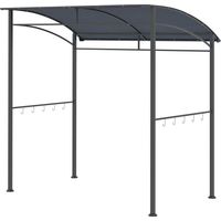 Abri pour barbecue, Tonnelle de grillade, Protection contre la pluie, Crochets pour ustensiles, Structure en acier, Gris, 215 x 150 x 174/220 cm
